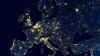 large detailed satellite map of europe at night